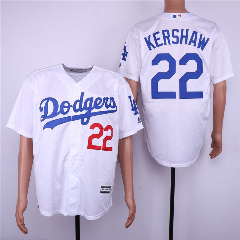 Men Los Angeles Dodgers 22 Kershaw White Game Team mark MLB Jerseys